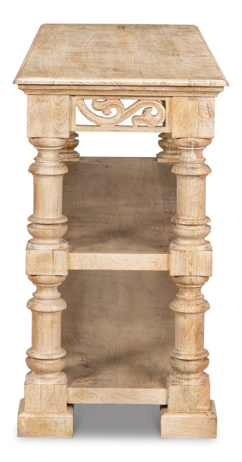 American Home Furniture | Sarreid - Fowler Carved Console W/Shelf