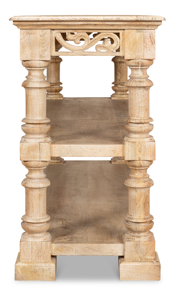 American Home Furniture | Sarreid - Fowler Carved Console W/Shelf