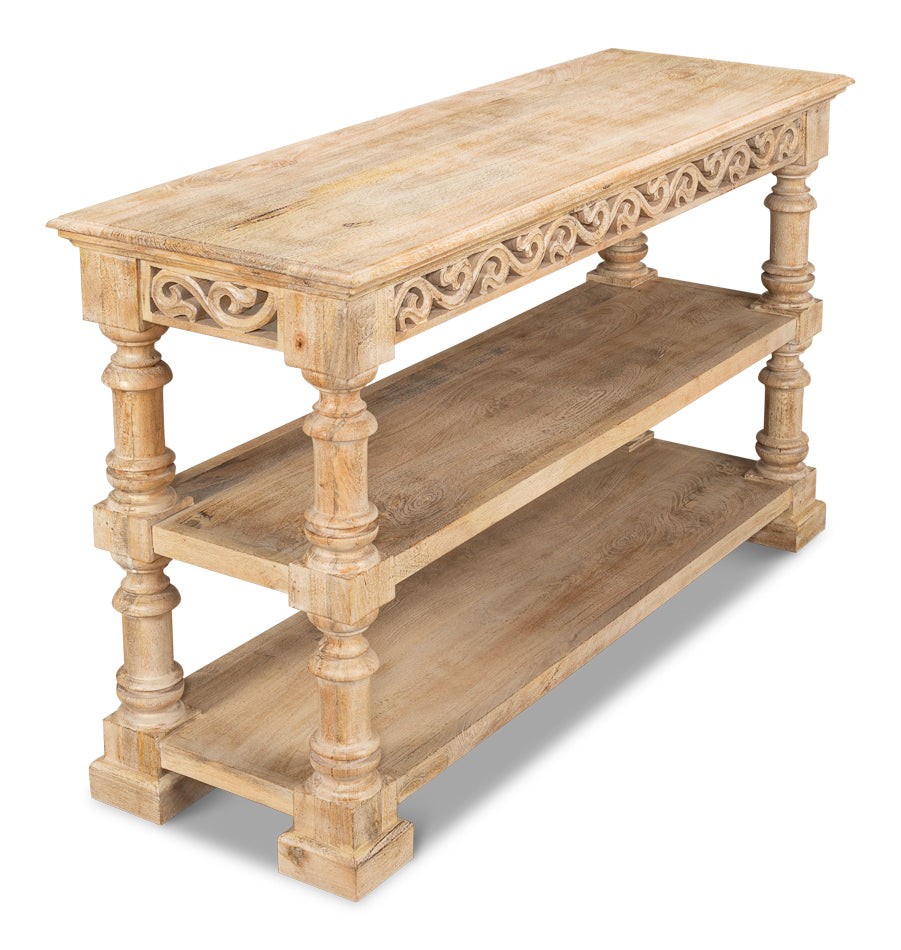 American Home Furniture | Sarreid - Fowler Carved Console W/Shelf