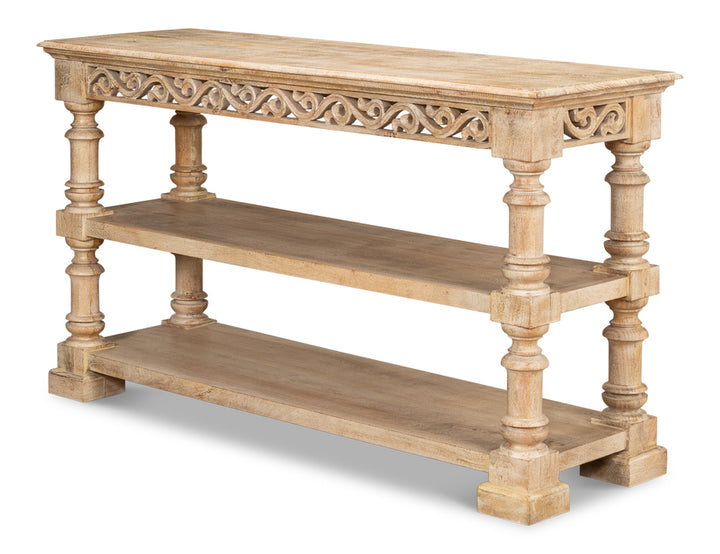 American Home Furniture | Sarreid - Fowler Carved Console W/Shelf