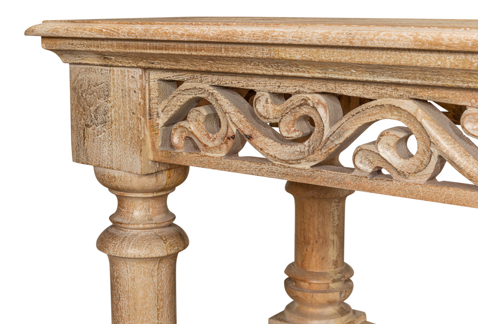 American Home Furniture | Sarreid - Fowler Carved Console W/Shelf