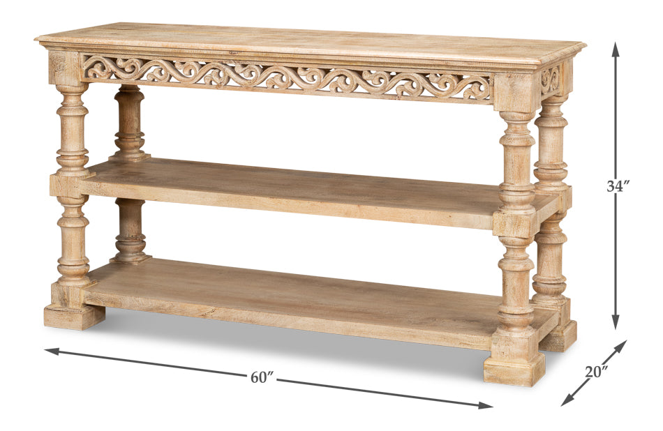 American Home Furniture | Sarreid - Fowler Carved Console W/Shelf