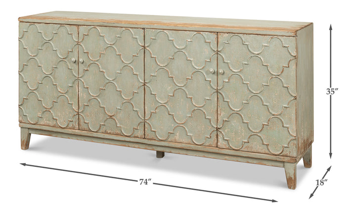 American Home Furniture | Sarreid - Cole Carved Sideboard - Sage