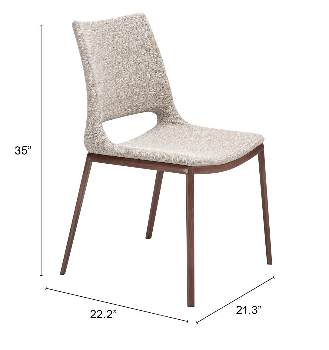 Ace Dining Chair (Set of 2) Beige & Walnut - VIV101282