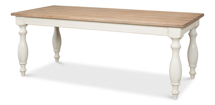 American Home Furniture | Sarreid - Brie Dining Table - Ant.White/Natural Top