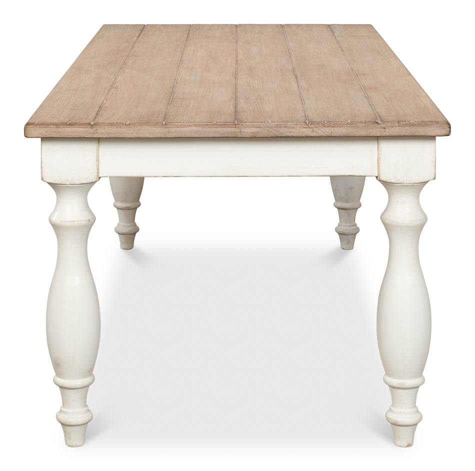 American Home Furniture | Sarreid - Brie Dining Table - Ant.White/Natural Top