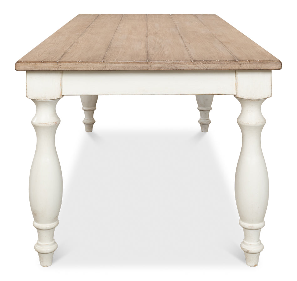 American Home Furniture | Sarreid - Brie Dining Table - Ant.White/Natural Top