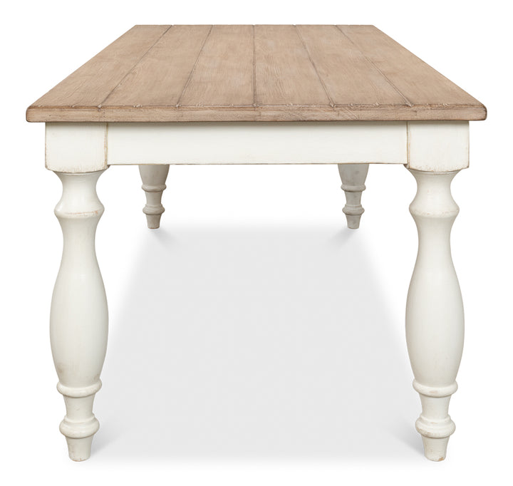 American Home Furniture | Sarreid - Brie Dining Table - Ant.White/Natural Top