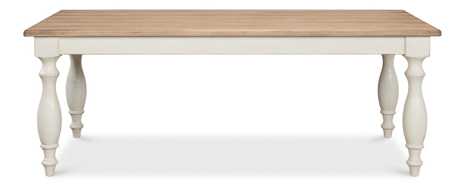 American Home Furniture | Sarreid - Brie Dining Table - Ant.White/Natural Top