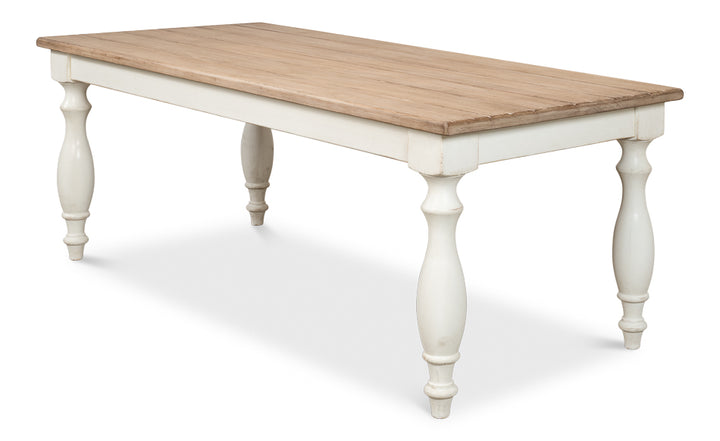 American Home Furniture | Sarreid - Brie Dining Table - Ant.White/Natural Top