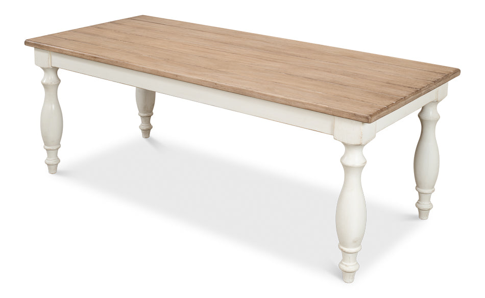 American Home Furniture | Sarreid - Brie Dining Table - Ant.White/Natural Top