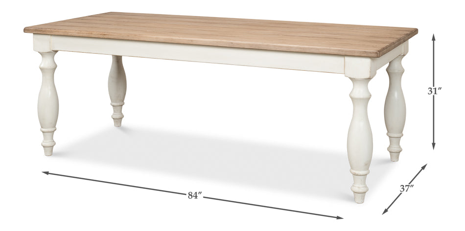 American Home Furniture | Sarreid - Brie Dining Table - Ant.White/Natural Top