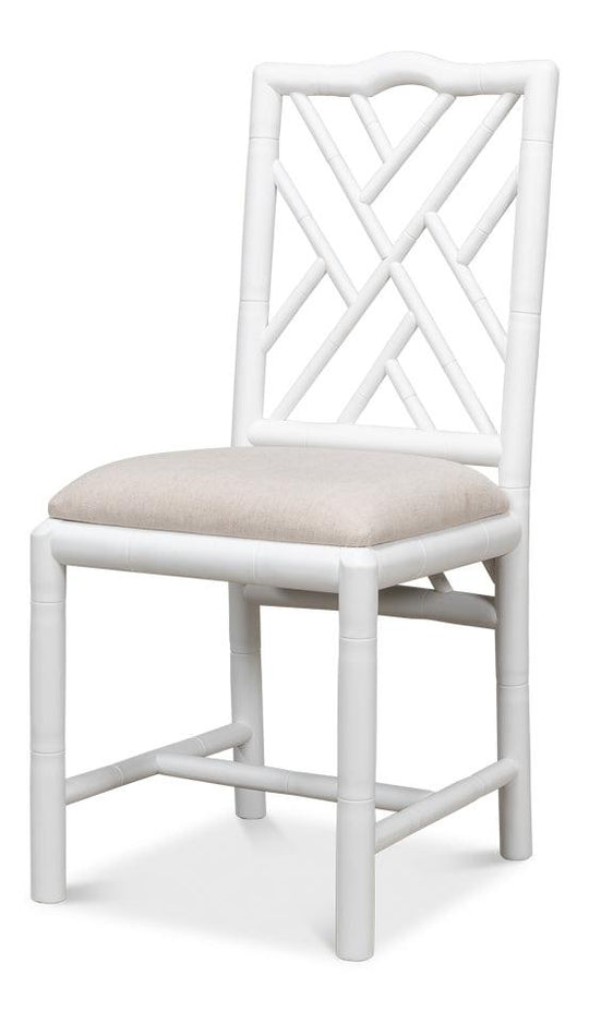 Sarreid Brighton Bamboo Side Chair - White - Set of 2 DINING CHAIRS