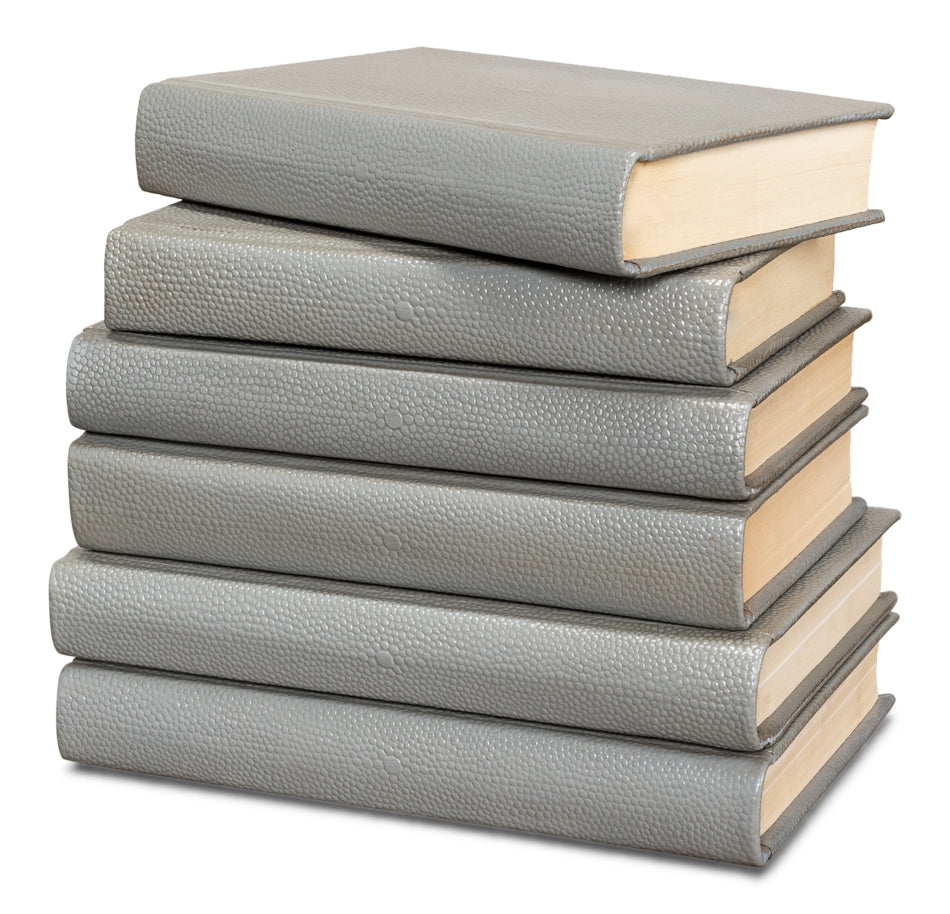 American Home Furniture | Sarreid - Shagreen Books - Set Of 6 - Storm Grey