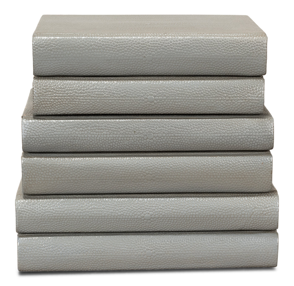 American Home Furniture | Sarreid - Shagreen Books - Set Of 6 - Storm Grey