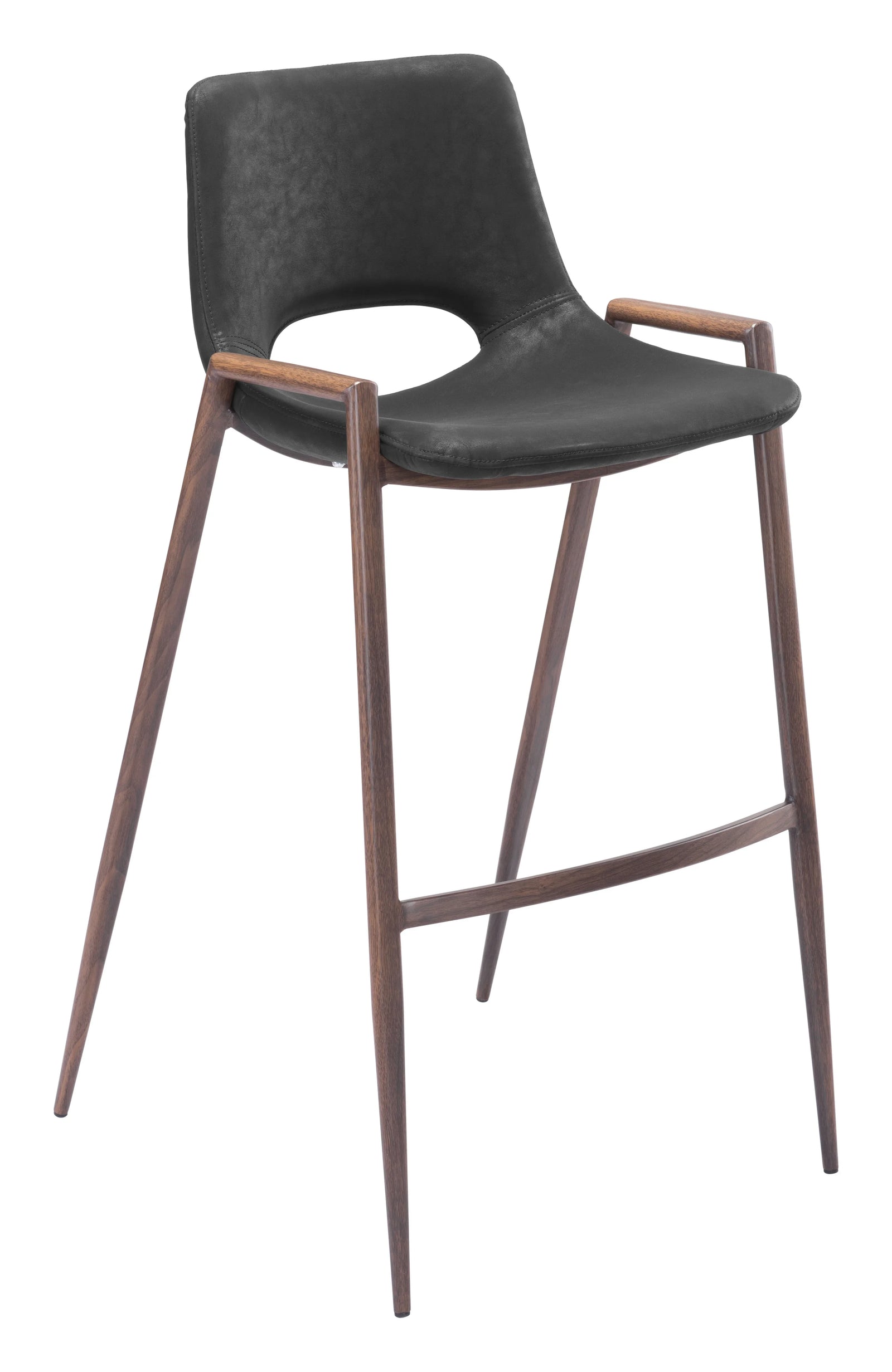 Zuo Desi Barstool (Set of 2) Black & Walnut BAR STOOLS + COUNTER STOOLS