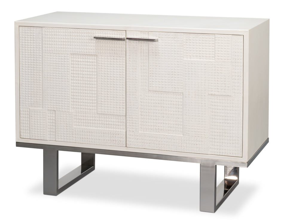 Bronzini Credenza, Small,Embossed White