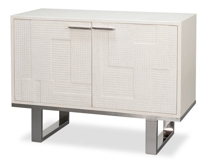 Bronzini Credenza, Small,Embossed White