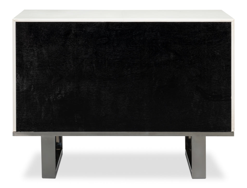 Bronzini Credenza, Small,Embossed White