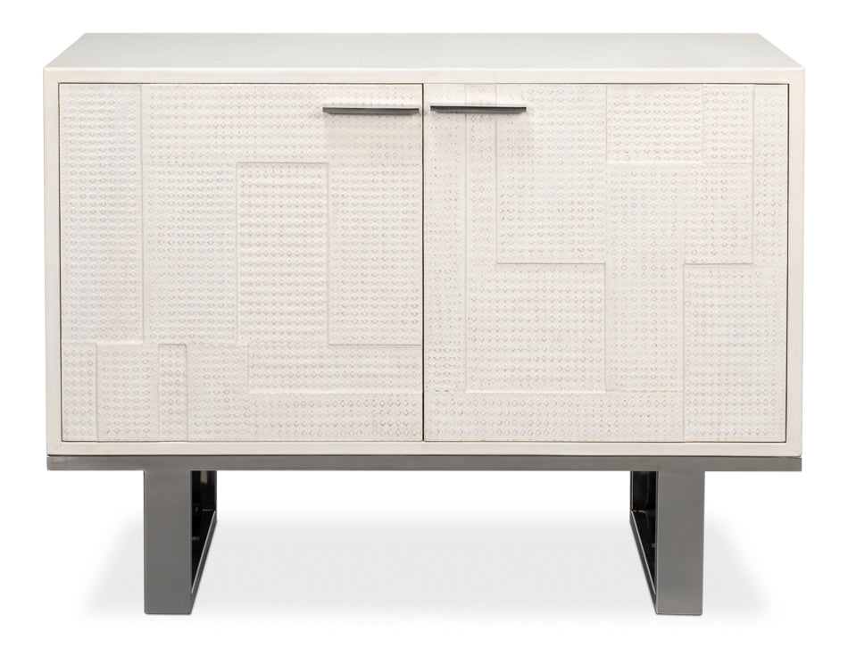 Bronzini Credenza, Small,Embossed White