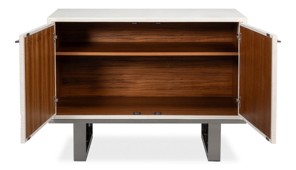 Bronzini Credenza, Small,Embossed White