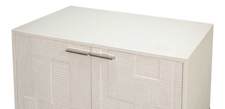 Bronzini Credenza, Small,Embossed White
