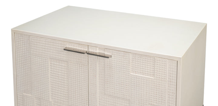 Bronzini Credenza, Small,Embossed White