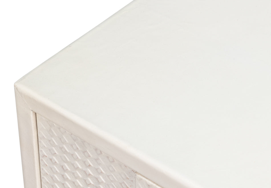 Bronzini Credenza, Small,Embossed White