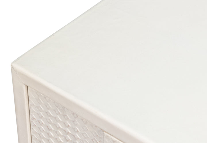 Bronzini Credenza, Small,Embossed White