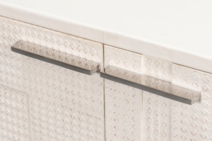 Bronzini Credenza, Small,Embossed White