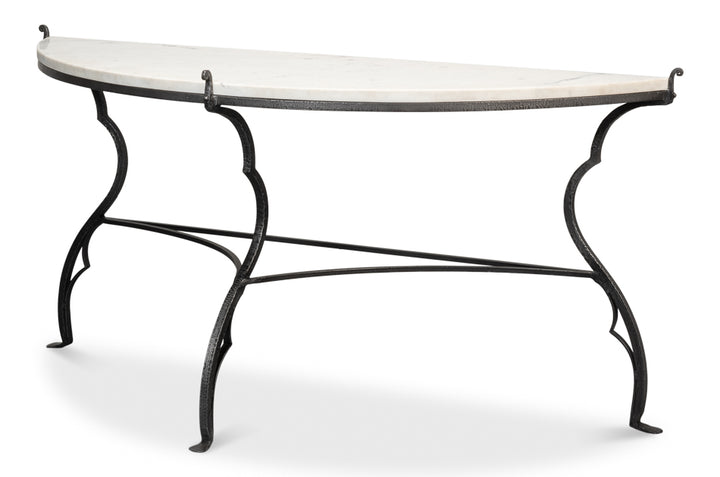 American Home Furniture | Sarreid - Marylin Demilune With Marble Top