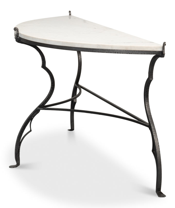 American Home Furniture | Sarreid - Marylin Demilune With Marble Top