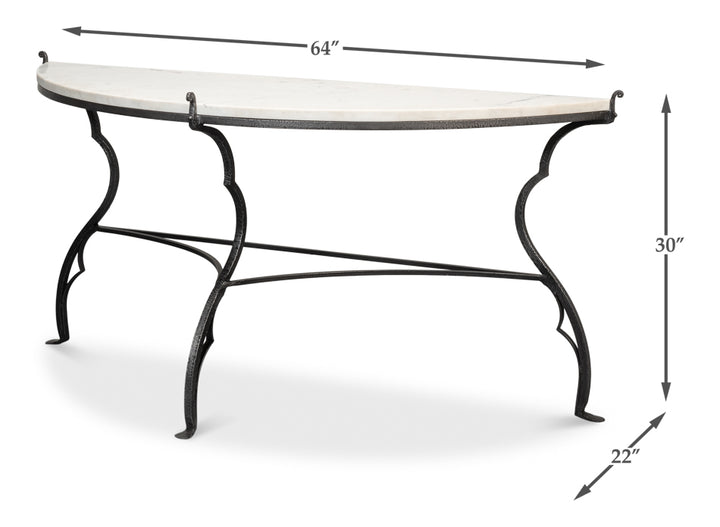 American Home Furniture | Sarreid - Marylin Demilune With Marble Top