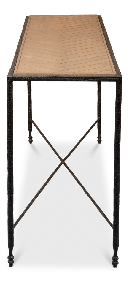 American Home Furniture | Sarreid - Castle Gate Console Table W/Parquet Top 