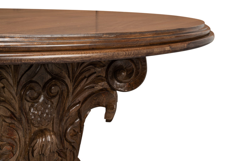 American Home Furniture | Sarreid - Hestia Carved Round Dining Table