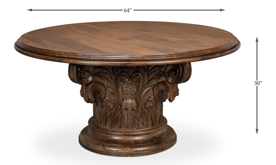 American Home Furniture | Sarreid - Hestia Carved Round Dining Table