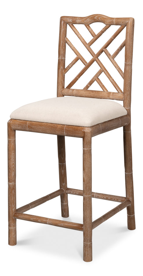 American Home Furniture | Sarreid - Brighton Counter Stool - White Wash