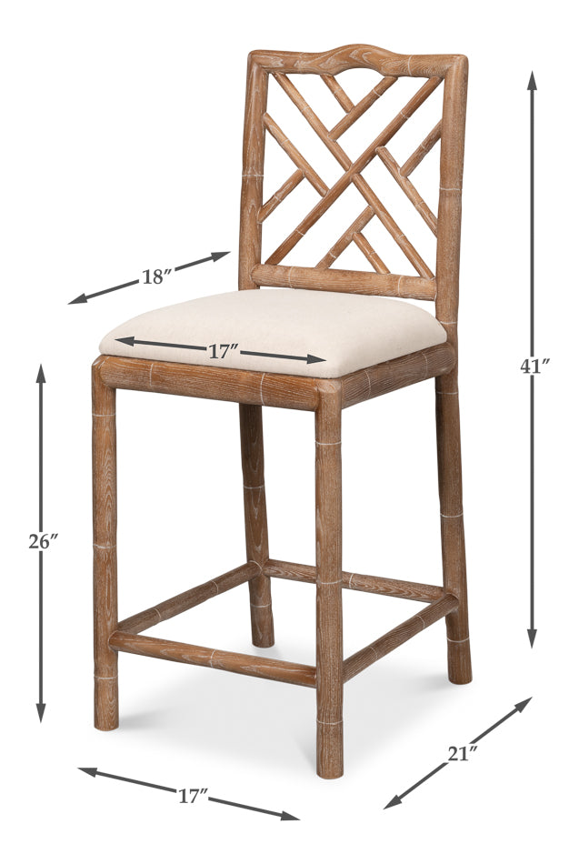 American Home Furniture | Sarreid - Brighton Counter Stool - White Wash