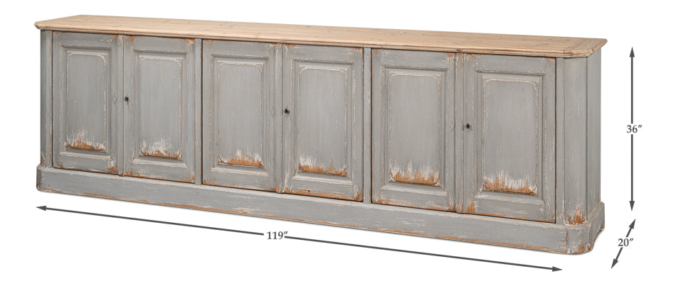 American Home Furniture | Sarreid - Karlsson Antique Swedish Grey Sideboard 