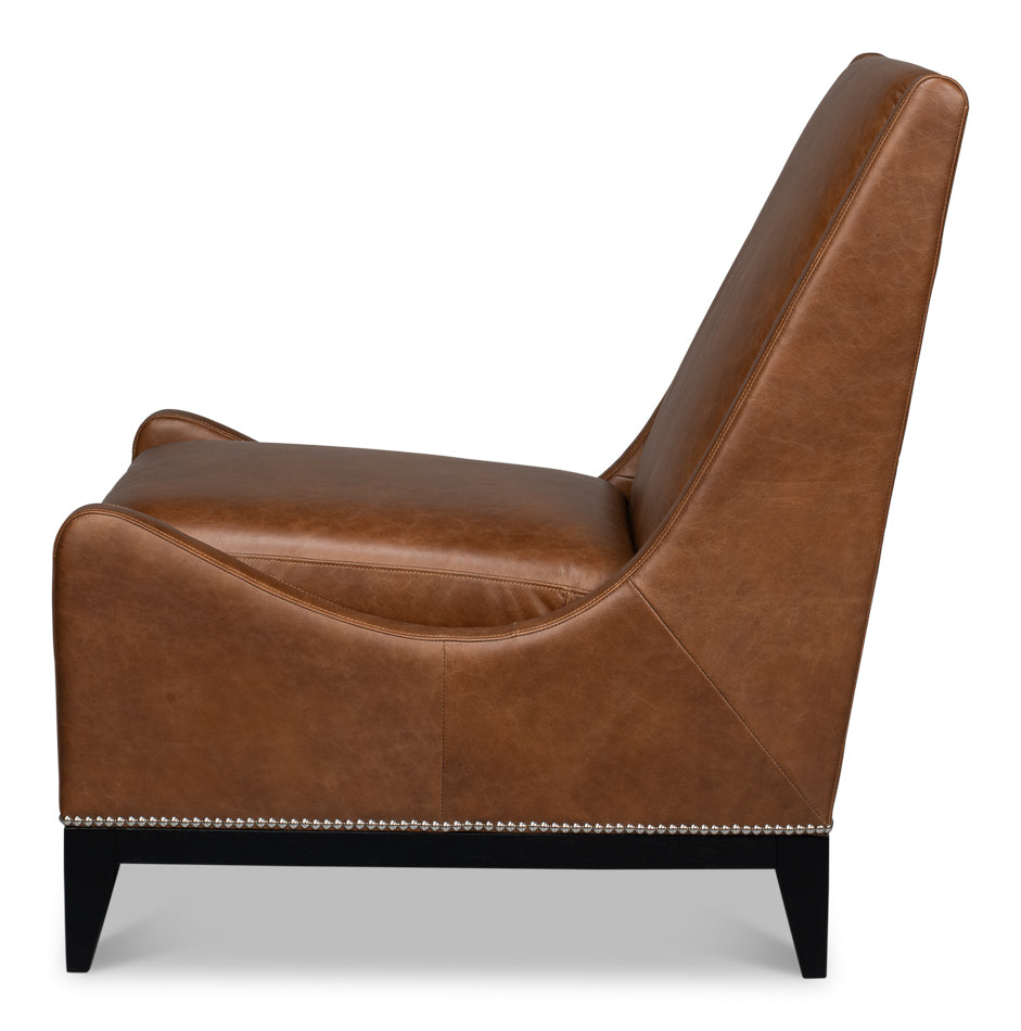 American Home Furniture | Sarreid - Brandy Accent Chair In Distilled Leather