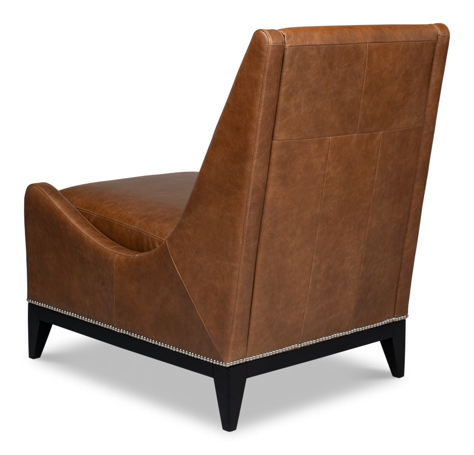 American Home Furniture | Sarreid - Brandy Accent Chair In Distilled Leather