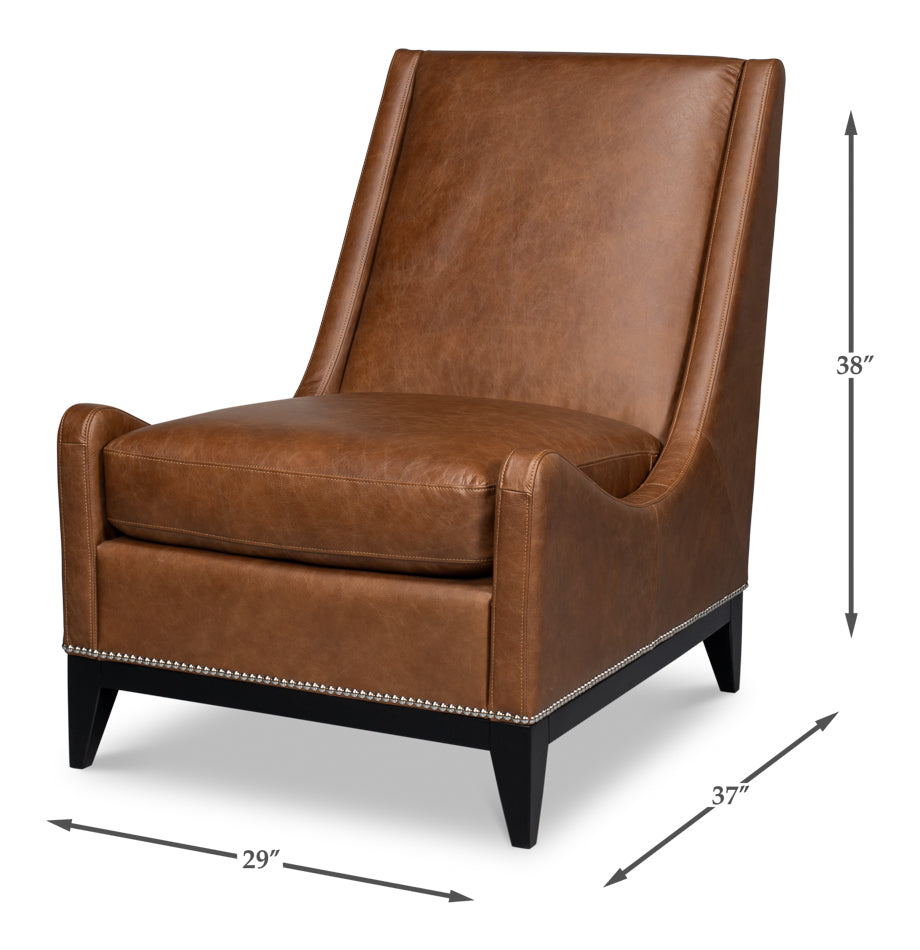 American Home Furniture | Sarreid - Brandy Accent Chair In Distilled Leather