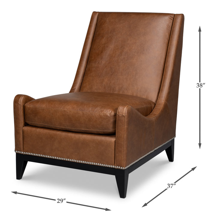 American Home Furniture | Sarreid - Brandy Accent Chair In Distilled Leather