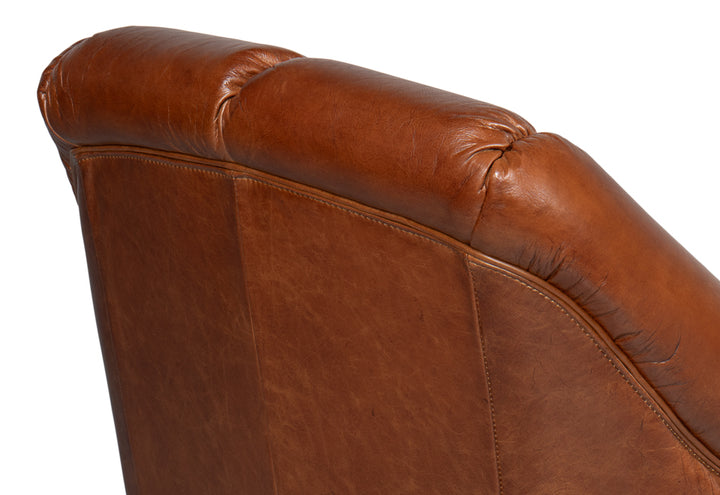 American Home Furniture | Sarreid - Scoth Swivel Chair In Distilled Leather 