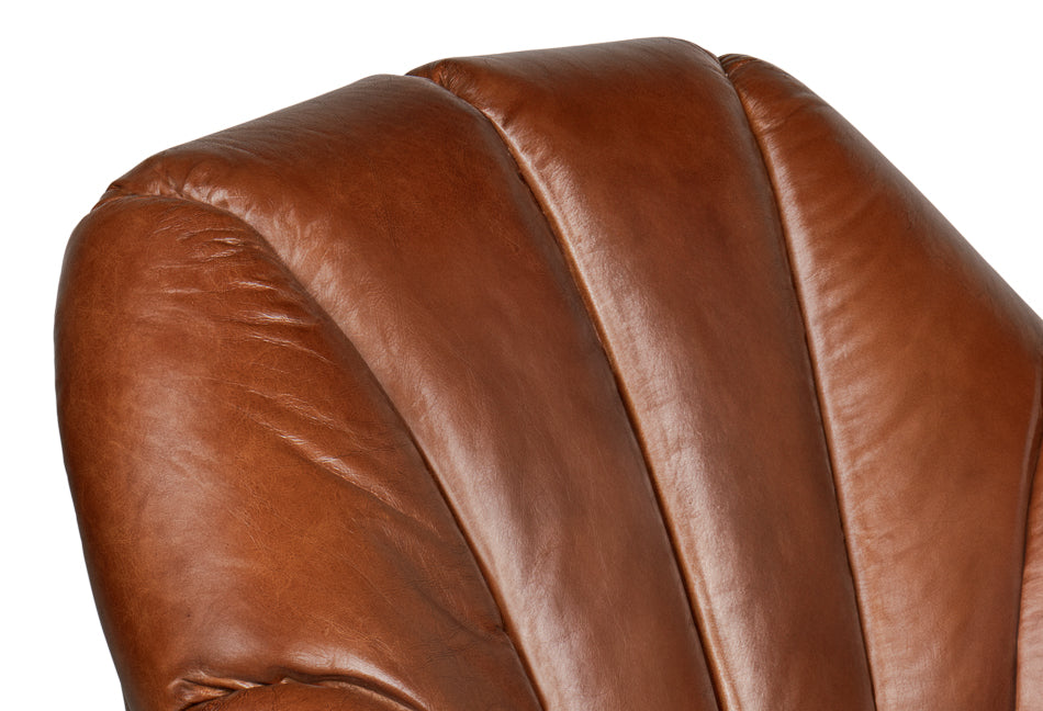 American Home Furniture | Sarreid - Scoth Swivel Chair In Distilled Leather 