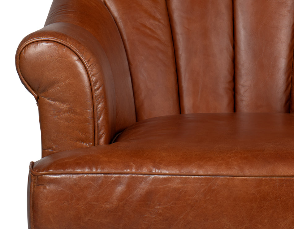 American Home Furniture | Sarreid - Scoth Swivel Chair In Distilled Leather 