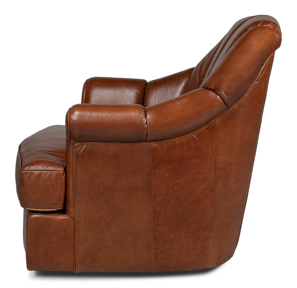 American Home Furniture | Sarreid - Scoth Swivel Chair In Distilled Leather 