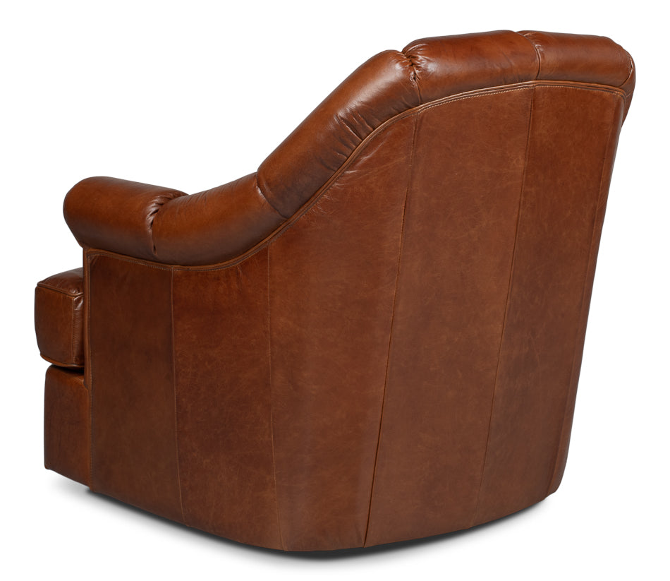 American Home Furniture | Sarreid - Scoth Swivel Chair In Distilled Leather 