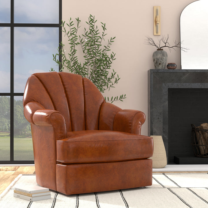 American Home Furniture | Sarreid - Scoth Swivel Chair In Distilled Leather 