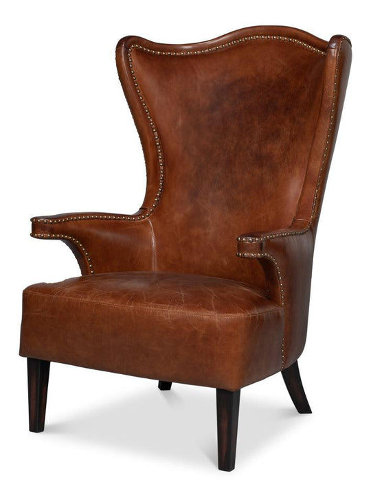 Sarreid Drake Distilled Leather Chair ACCENT + LOUNGE CHAIRS